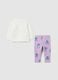 Completo da bambina in cotone bianco con Stitch_1