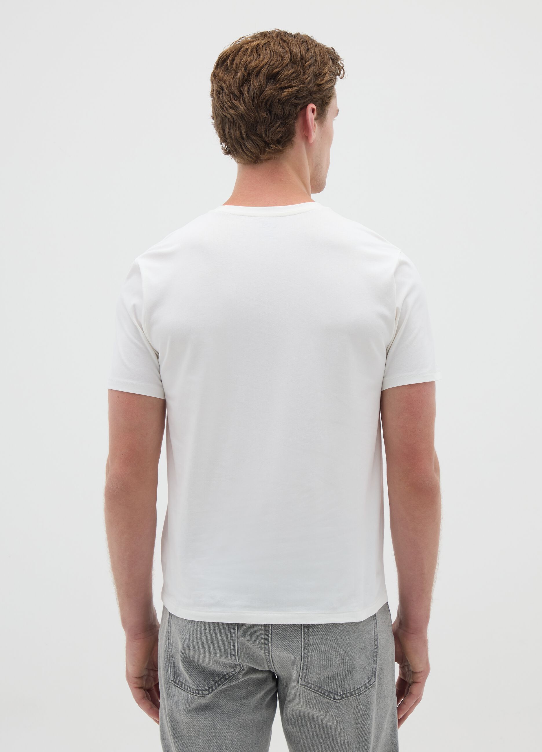 Men's White Stretch Cotton T-Shirt
