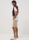Beige five-pocket linen and cotton blend Bermuda shorts_0