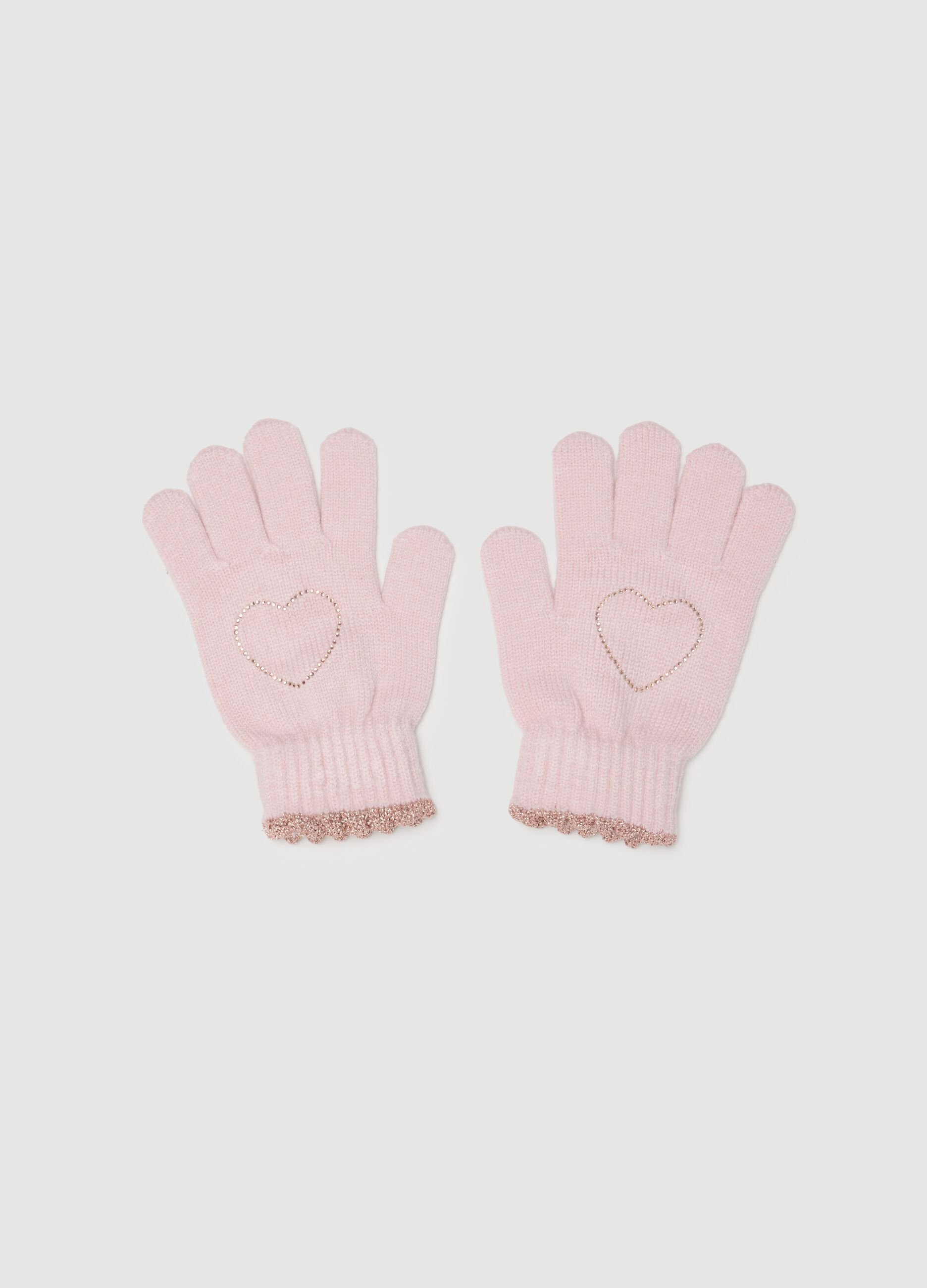 Pink knitted gloves for girls