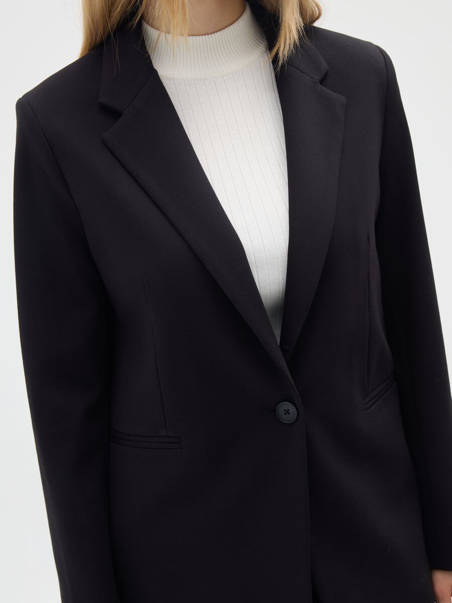 Blazer in tessuto elasticizzato nero regular fit_4