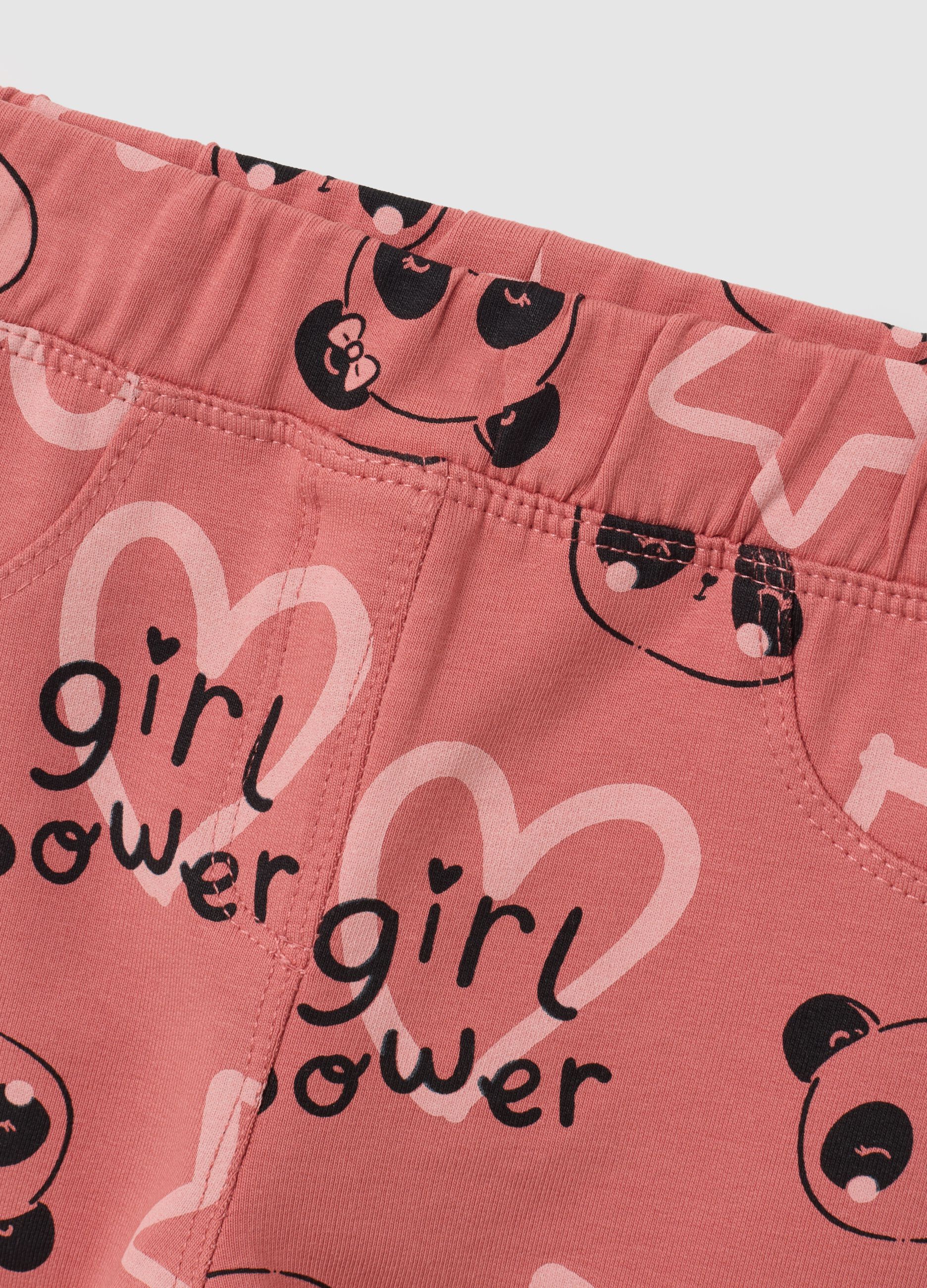 Treggings da neonata in cotone elasticizzato rosa