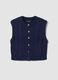 Blue crew-neck cable-knit wool-blend gilet_0