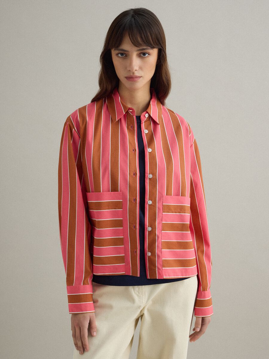 Regular fit multicolour striped cotton blend shirt_1