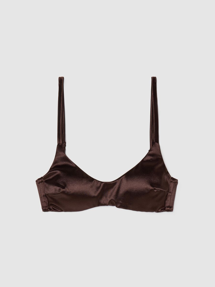 Brown satin-effect bikini bralette_4