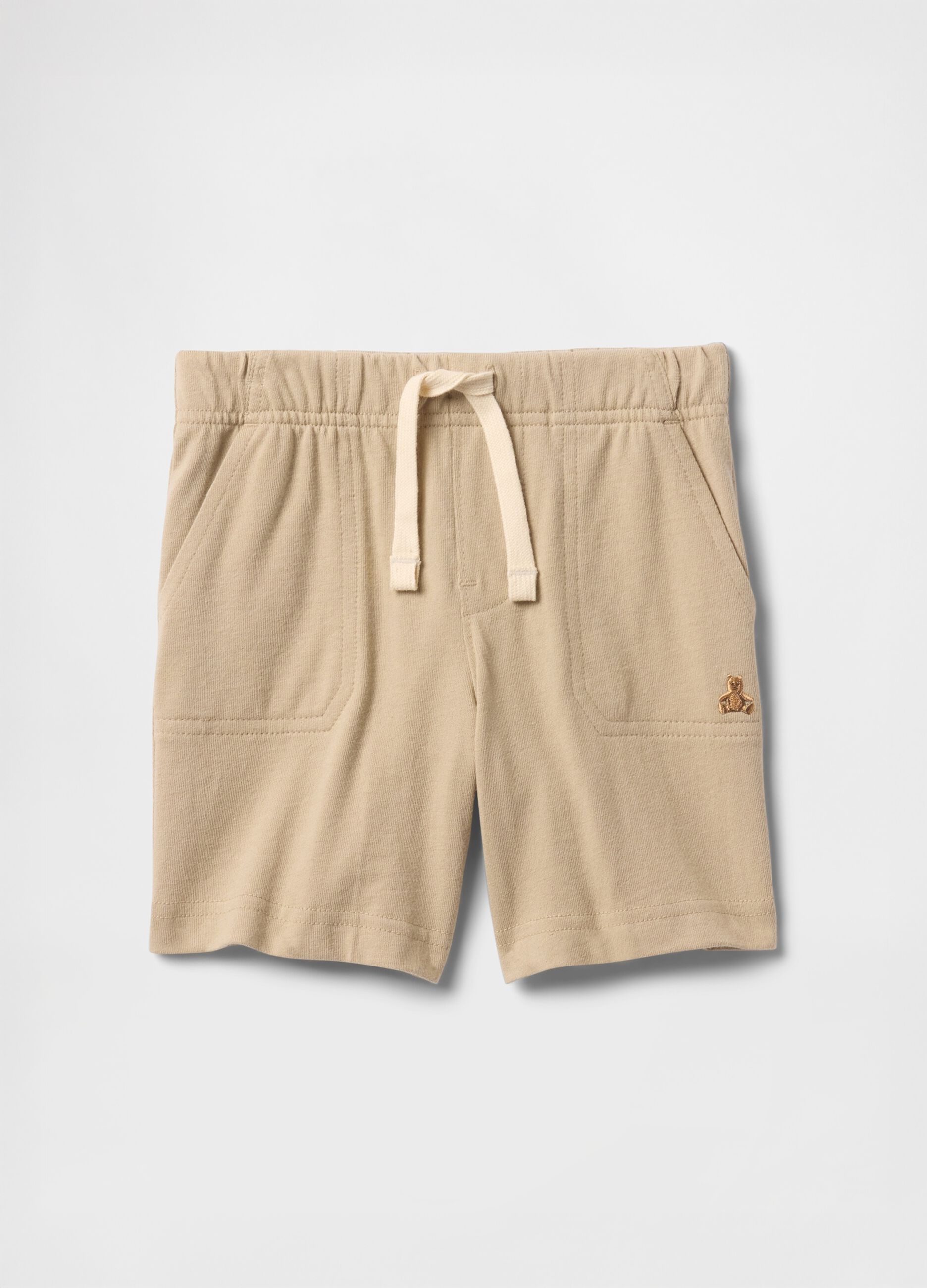 Beige shorts with elasticated waistband