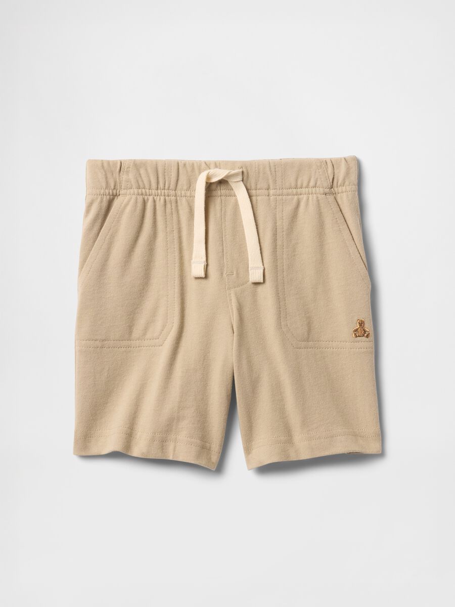 Beige shorts with elasticated waistband_0