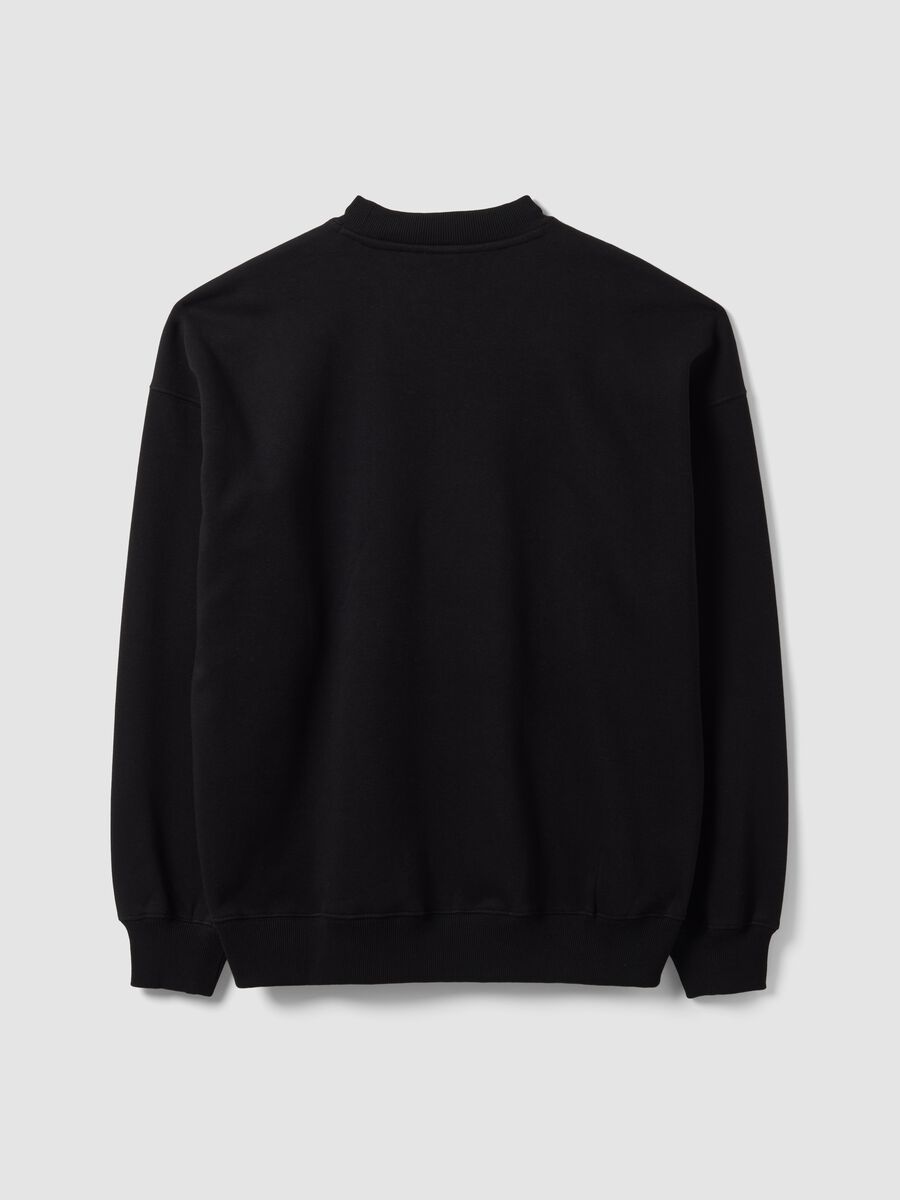 Black cotton-blend sweatshirt with front logo_2
