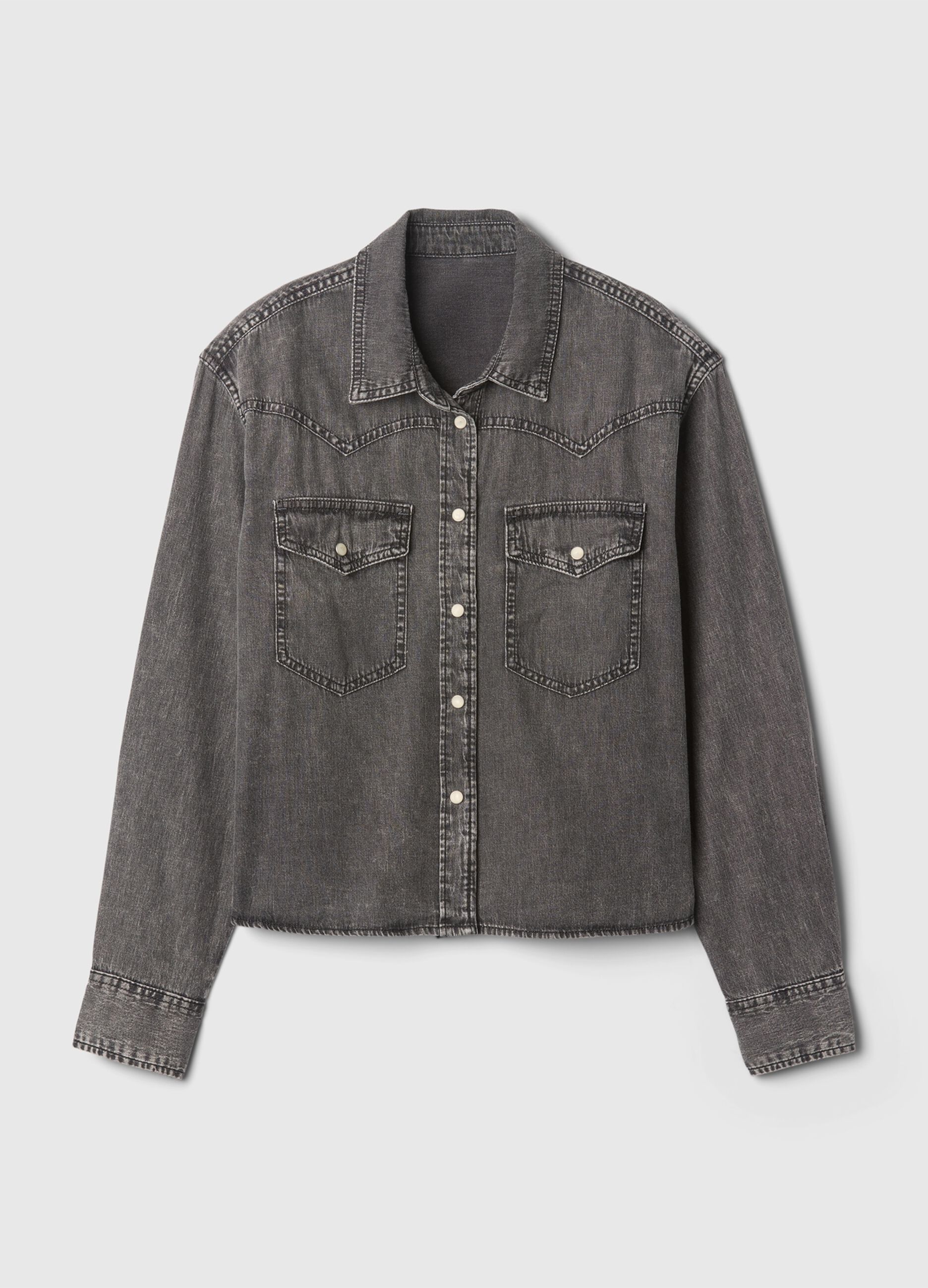Cropped western shirt in denim