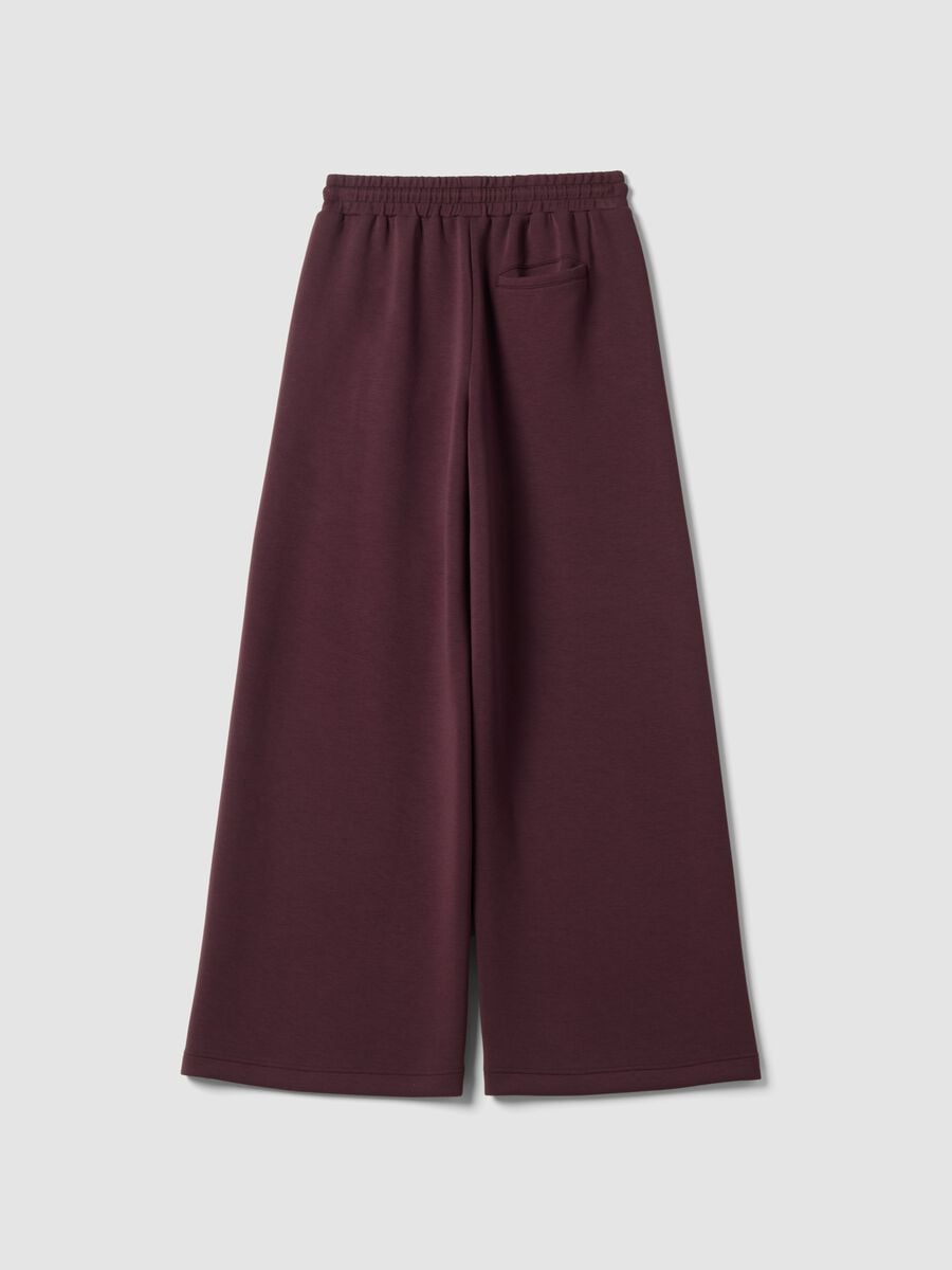 Pantaloni viola wide leg in modal elasticizzato con coulisse_2