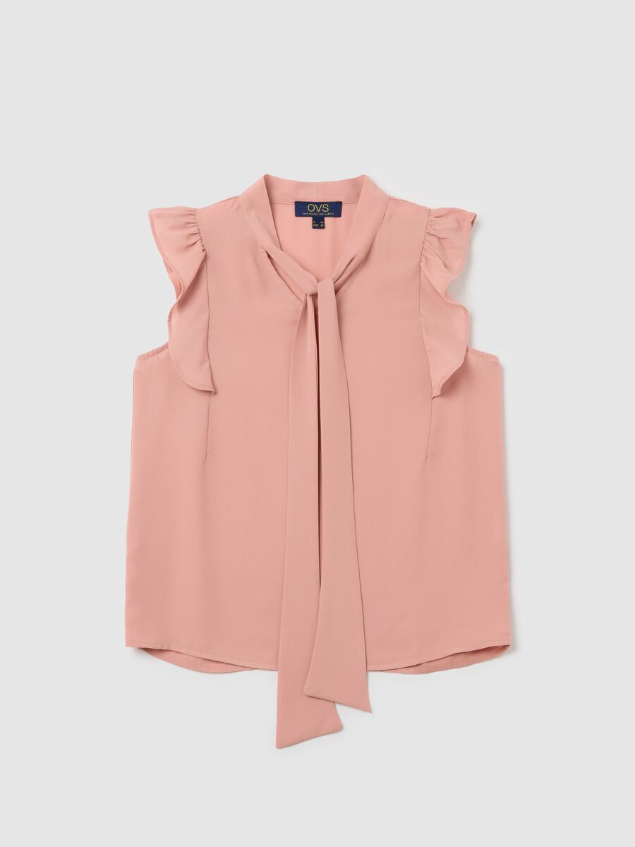Pink sleeveless blouse with flounce_4