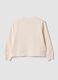 Beige pure cotton sweatshirt with crew neck and puppy print_1