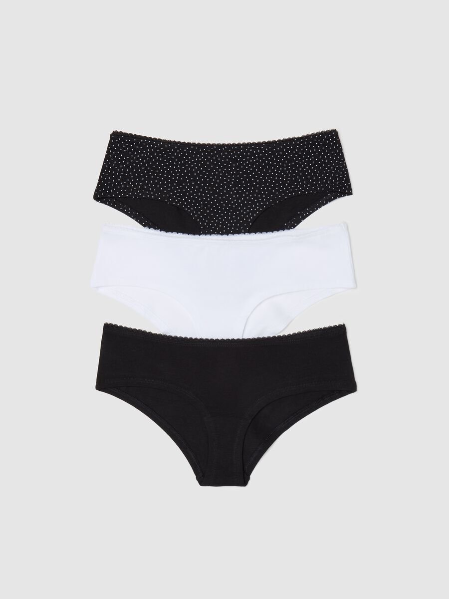 Three-pack French knickers with lace_0