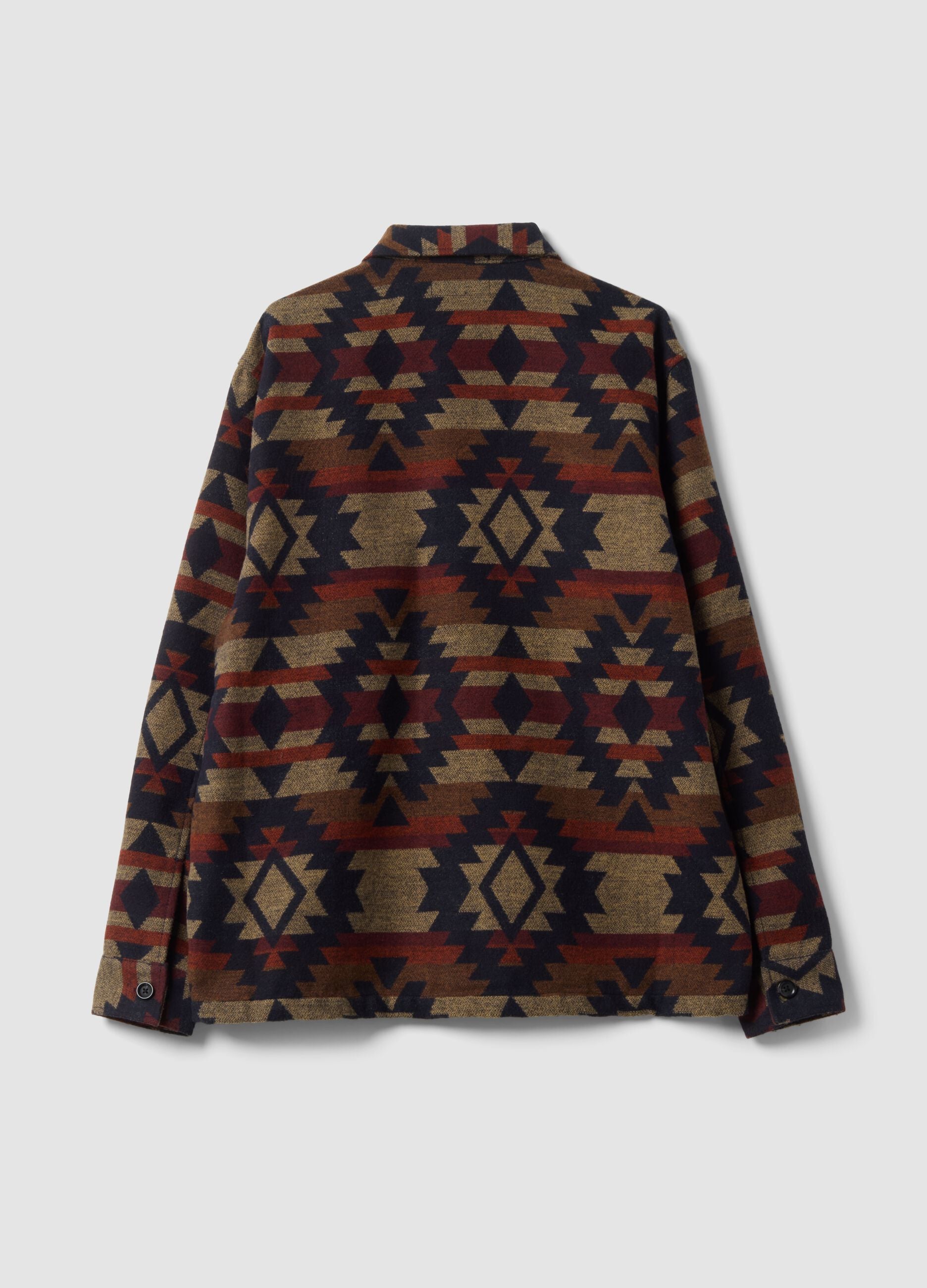 Shacket multicolor bowling over fit con fantasia geometrica