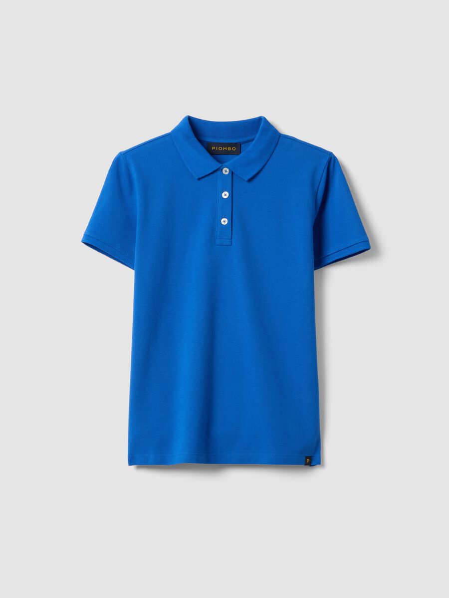 Polo in puro cotone biologico blu regular fit_0