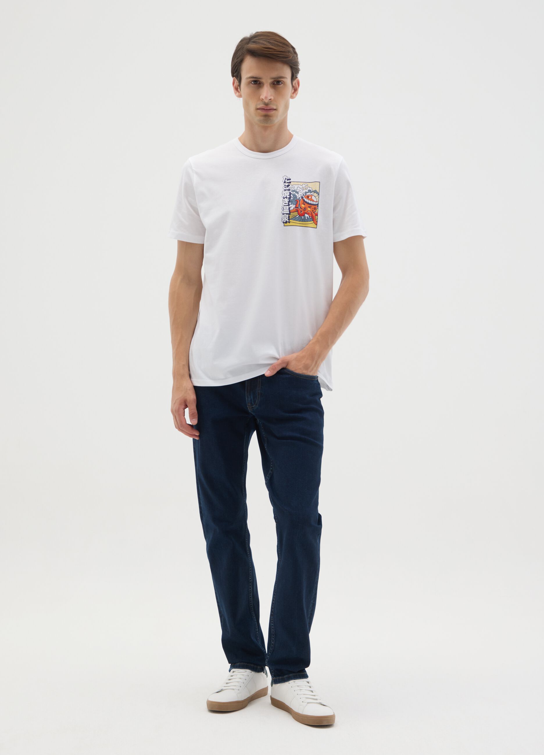 Regular Fit White Cotton T-shirt