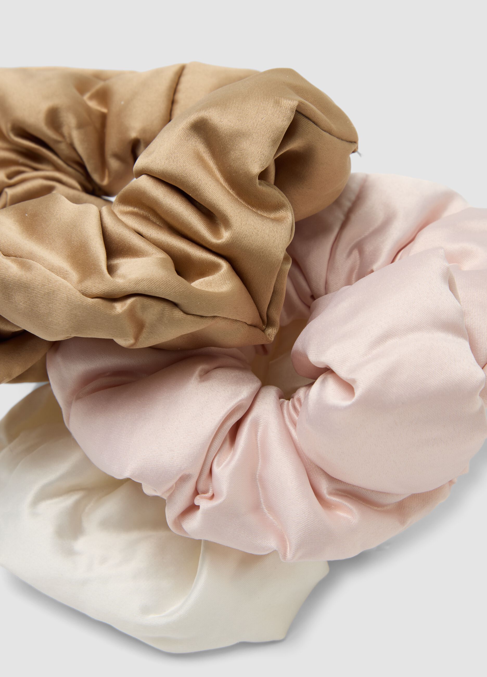 SINCERELY HAIR Satin scrunchies 3 pezzi Pink-Mocha-White