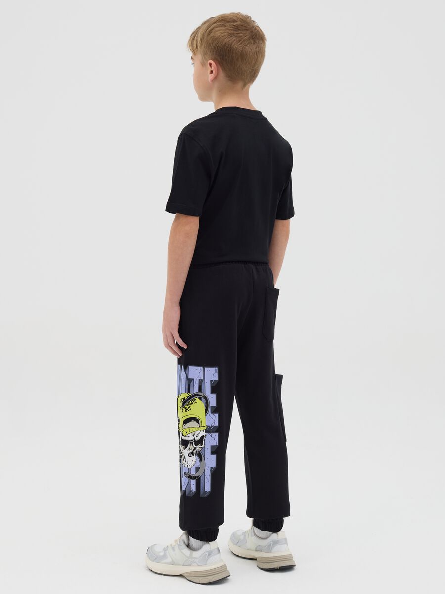 Cotton joggers with drawstring and print_3