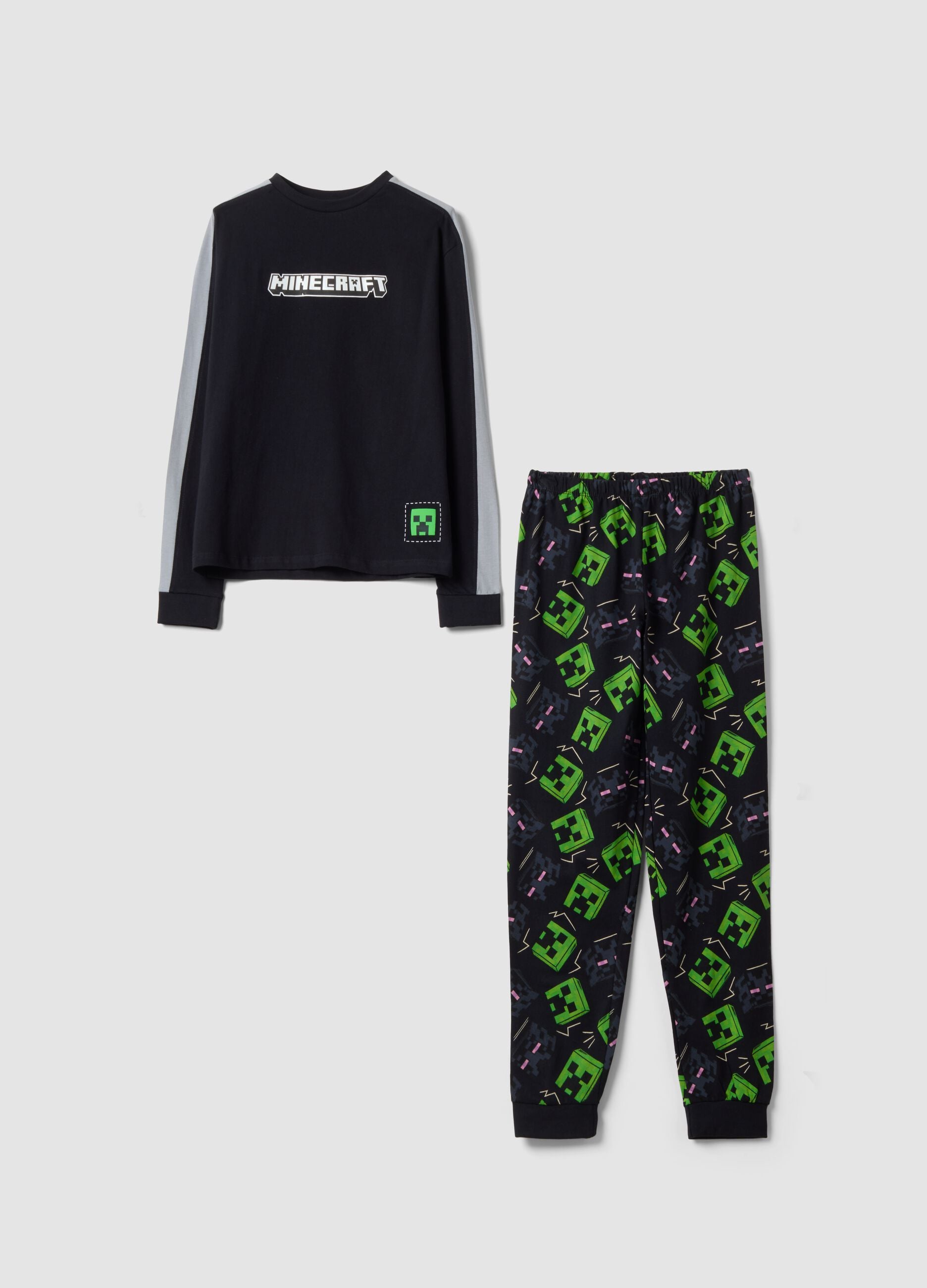 Black organic cotton Minecraft print pyjamas
