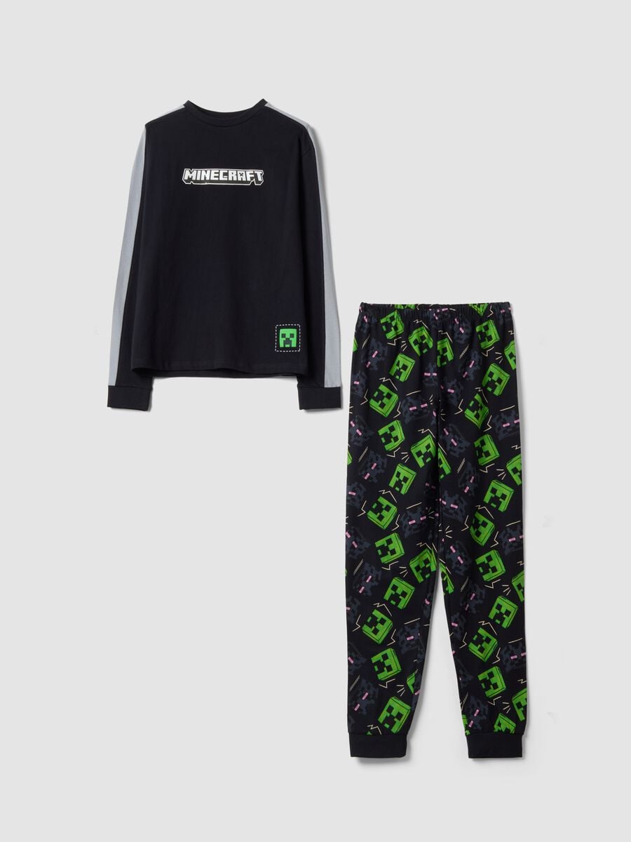 Black organic cotton Minecraft print pyjamas_0