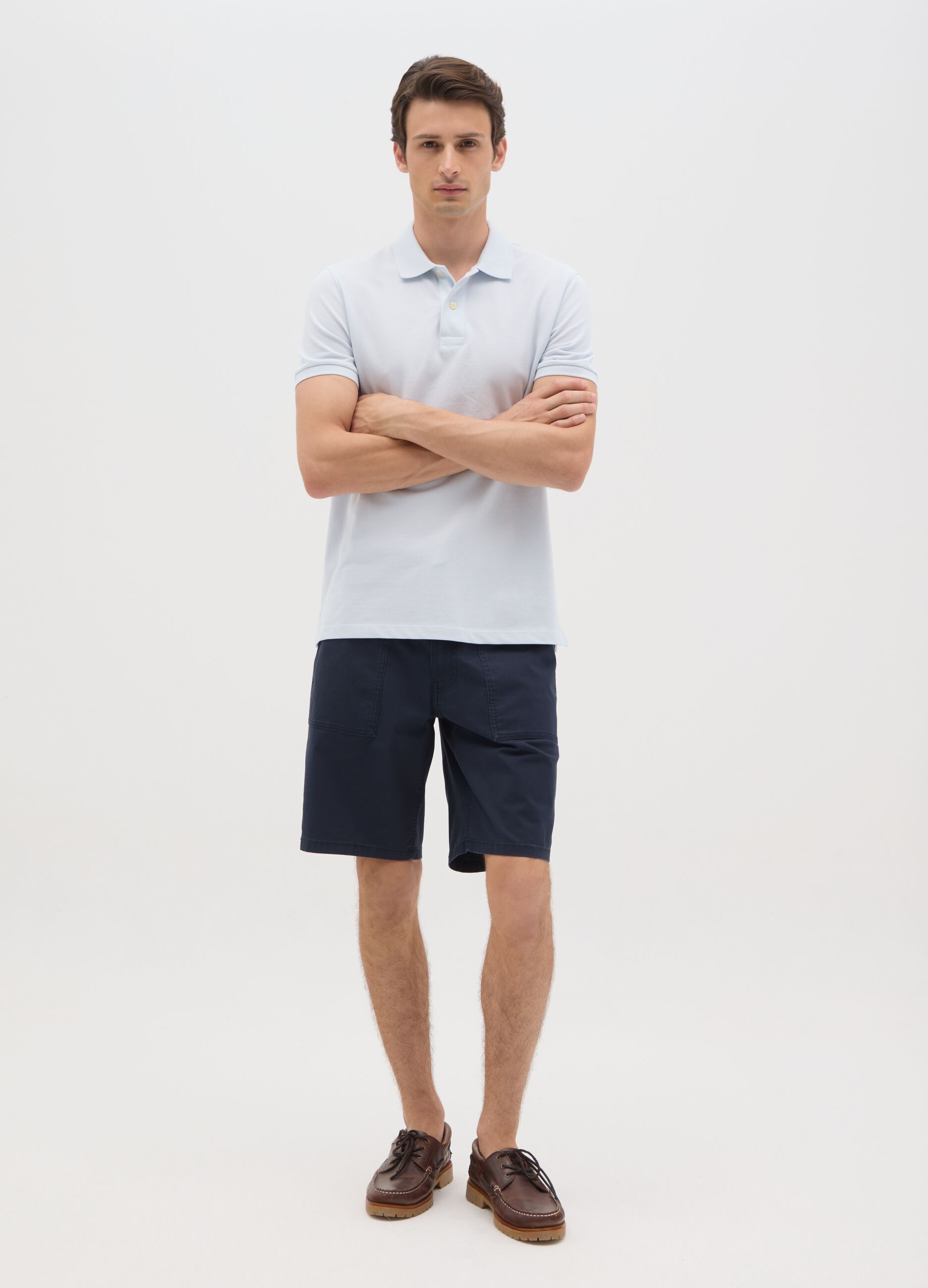 Men's Blue Cotton Regular Fit Shorts