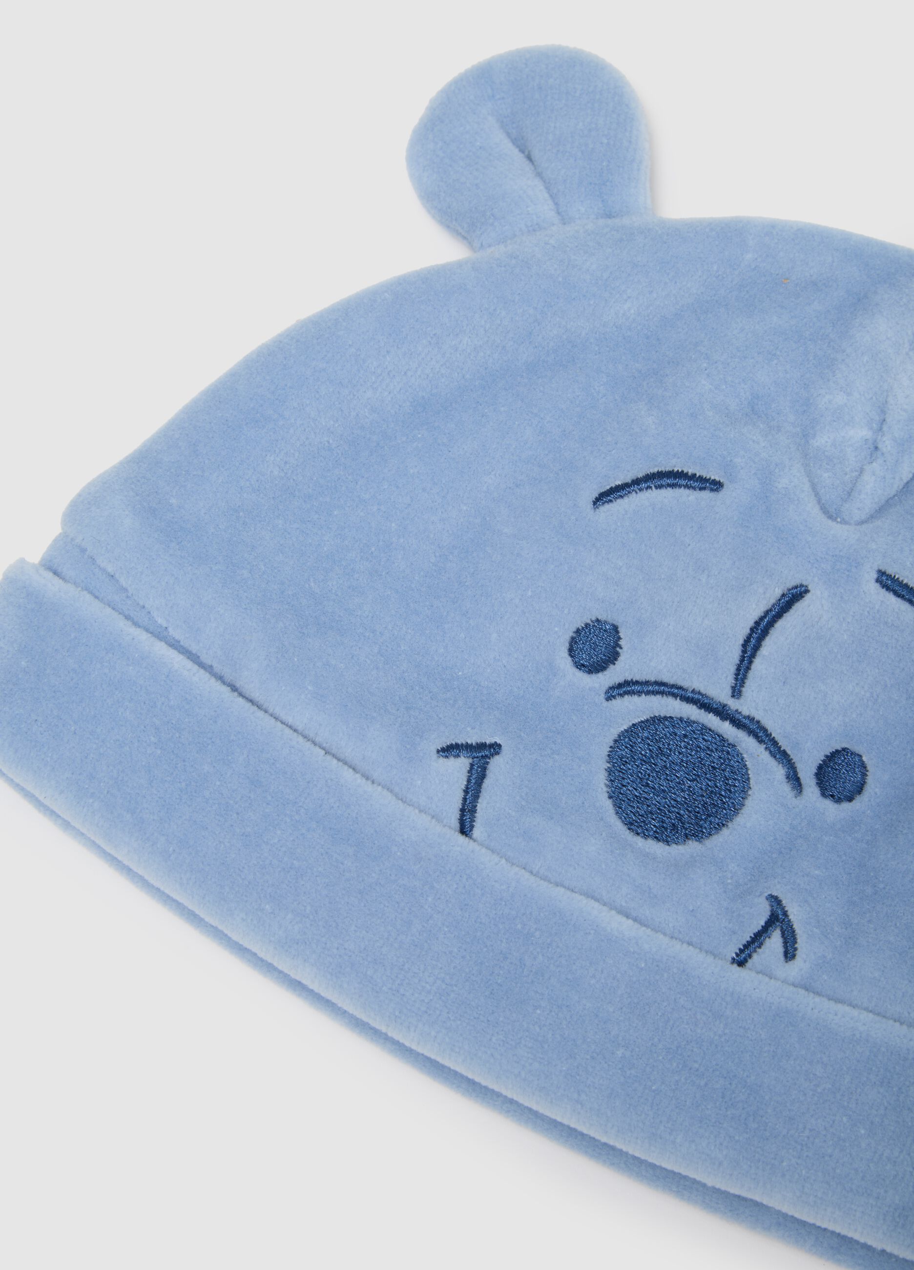 Blue cotton baby hat and shoes