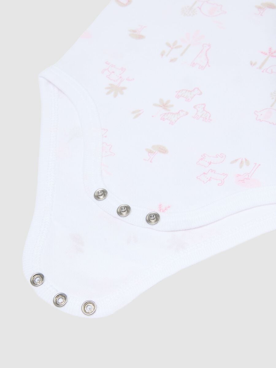 Pack of sleeveless bodysuits in pure multicolored cotton for baby girls_3