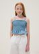 Sky-blue pure cotton top with ruching_1
