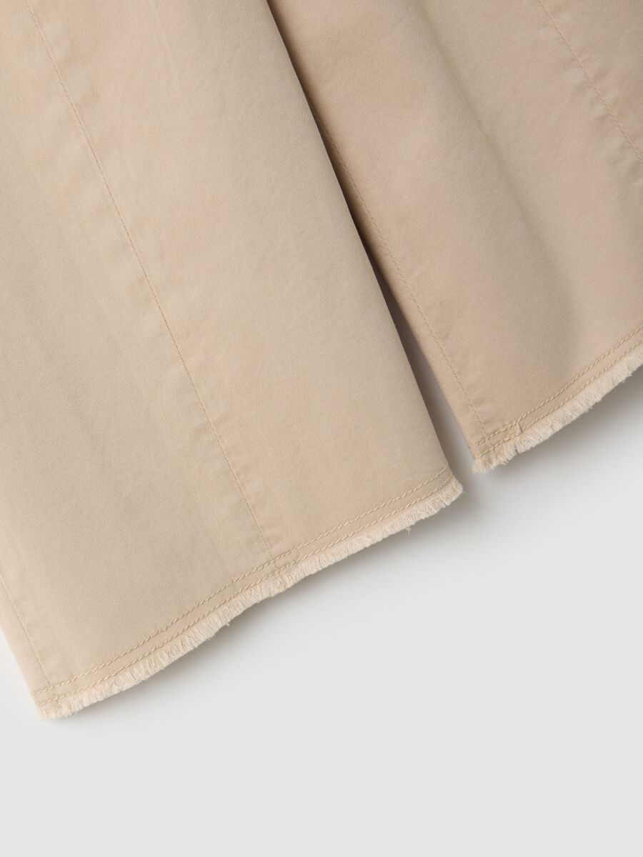 Girls' regular fit beige cotton culotte trousers_3