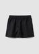 Black linen-viscose blend shorts with elasticated waist, regular fit_0