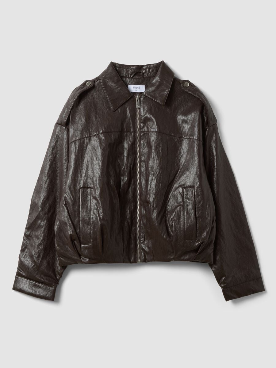 Brown cotton-blend zip jacket, regular fit_4