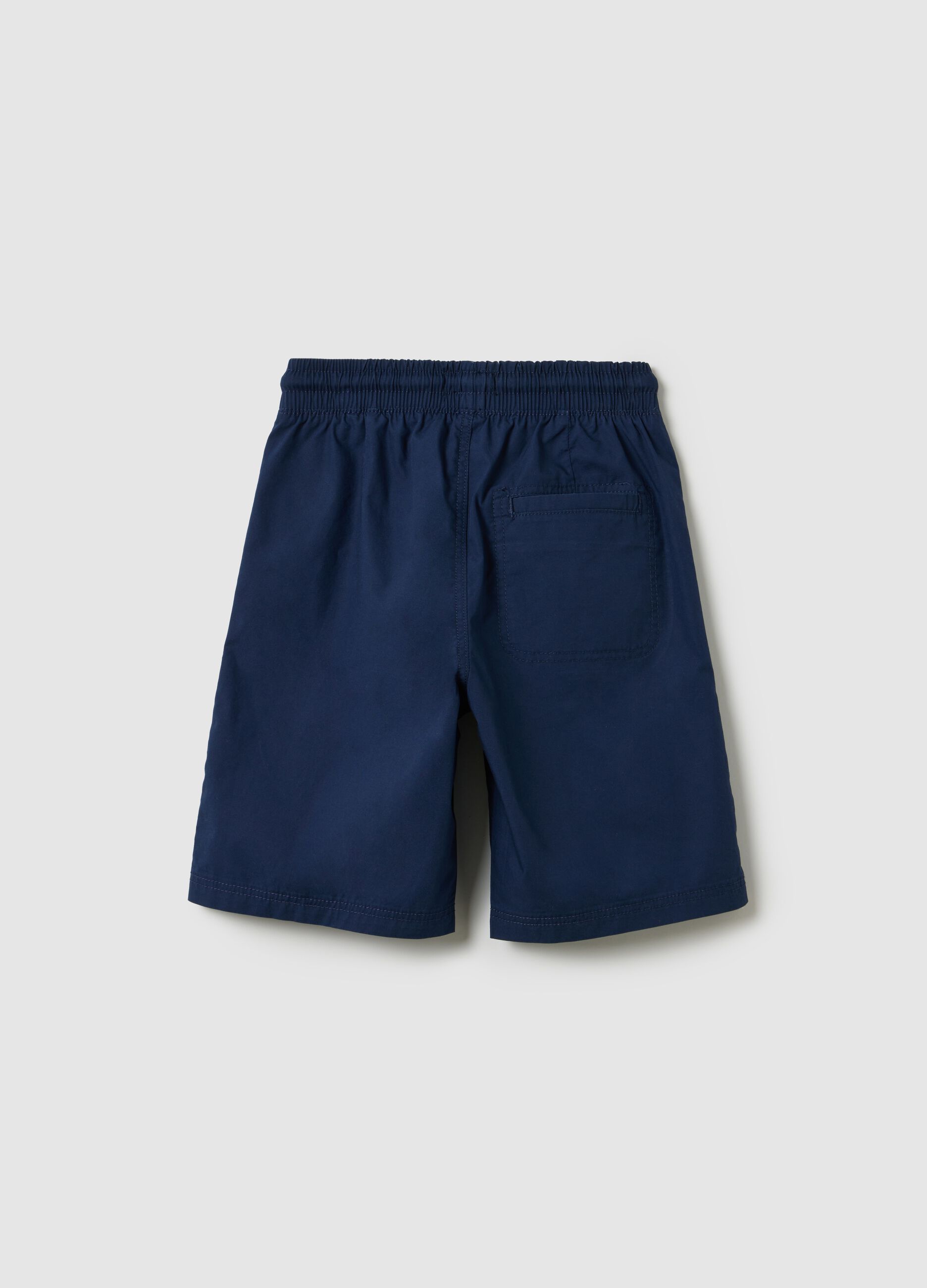 Blue boys’ shorts in 100% cotton with regular fit and  elasticated waist