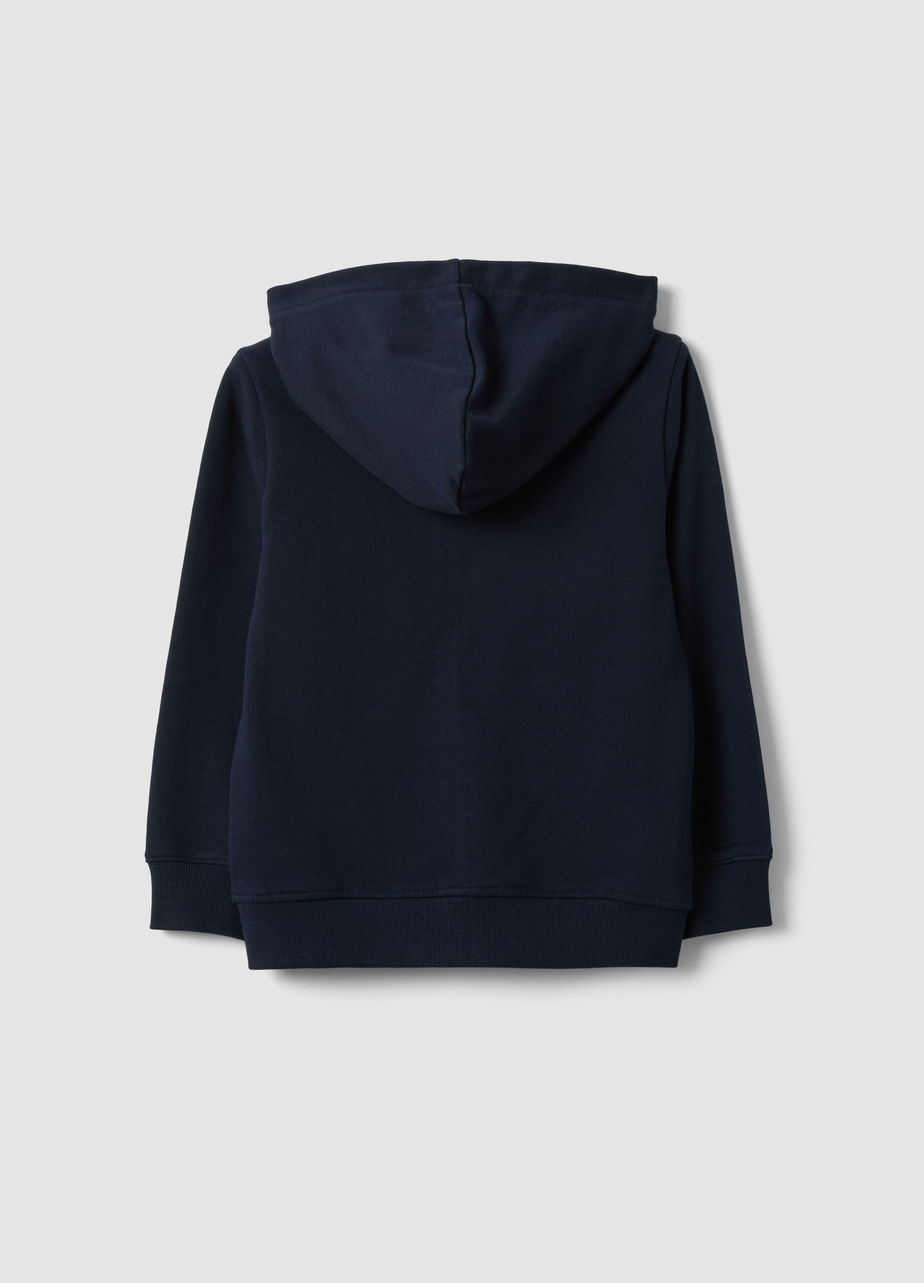 Blue hooded sweatshirt in pure organic cotton for boys, regular fit