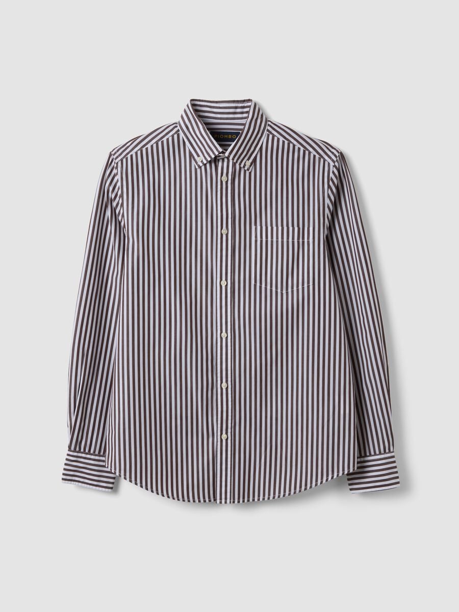 White pure cotton poplin striped shirt, regular fit_4