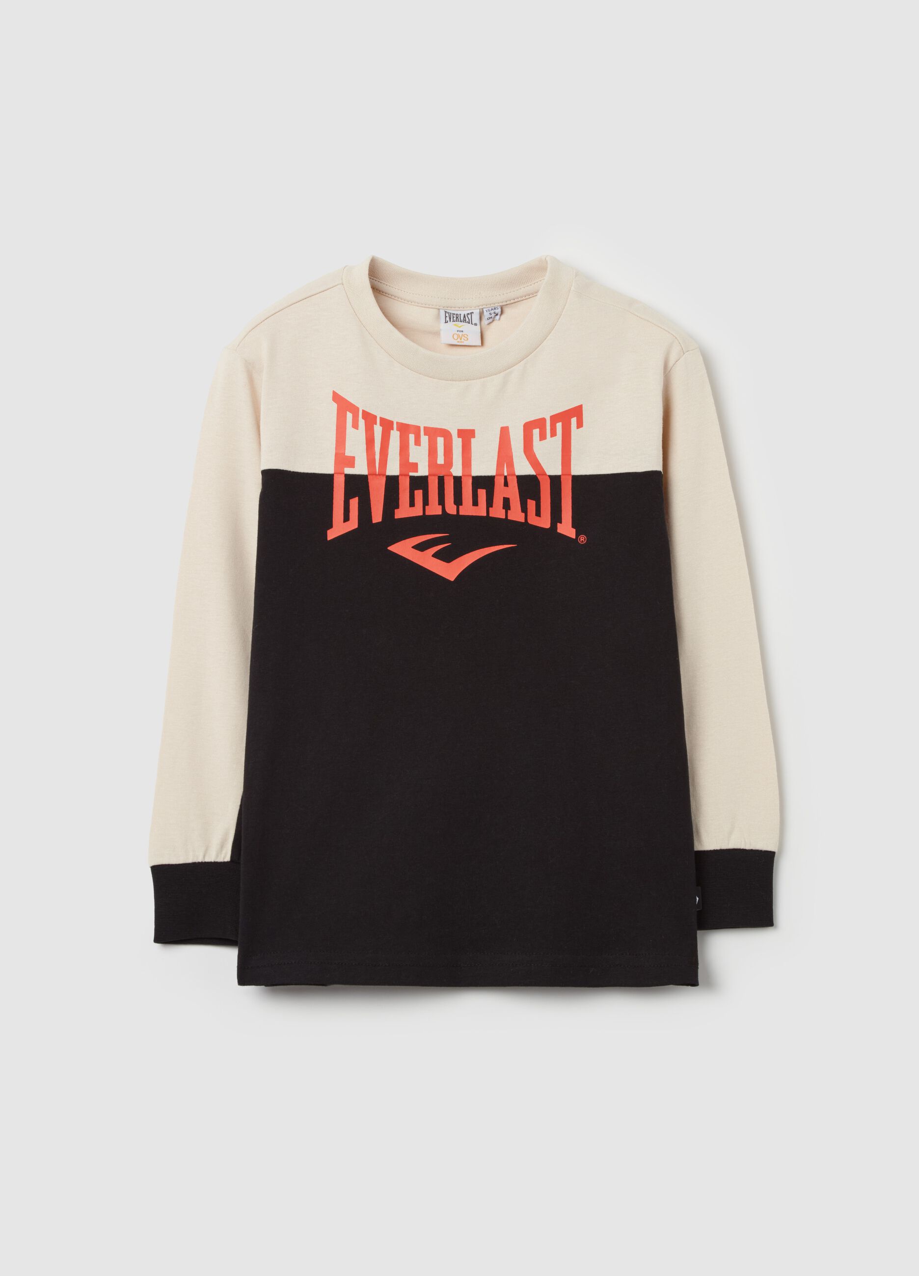Long-sleeved T-shirt in stretch cotton with logo print