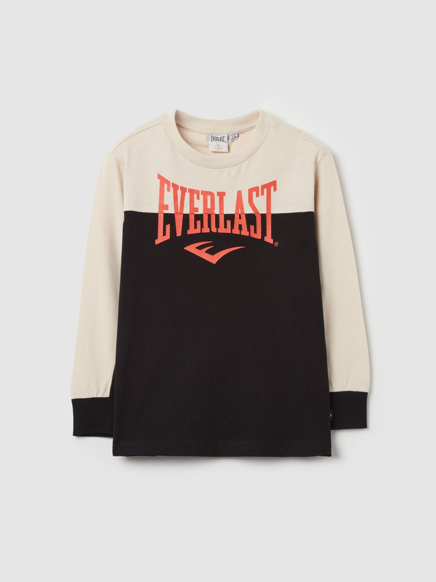 Long-sleeved T-shirt in stretch cotton with logo print_0