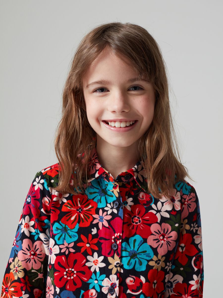 Camicia floreale in corduroy_1