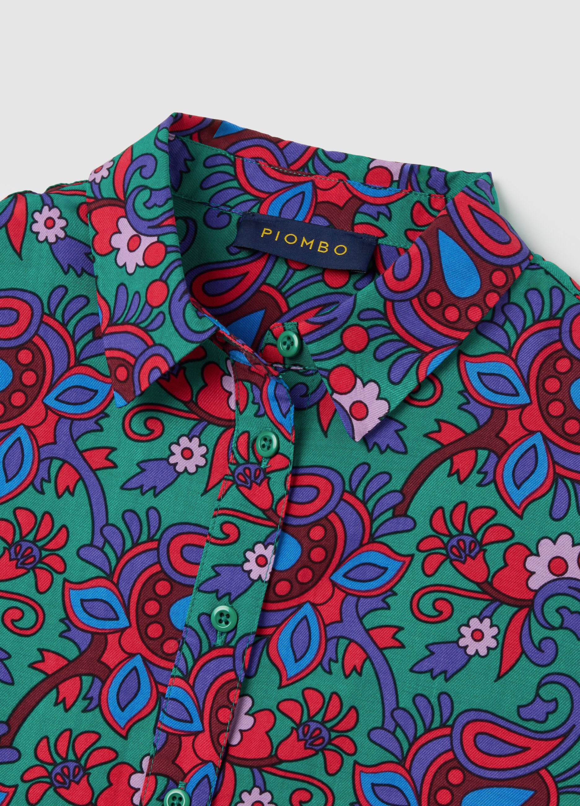 Multicolour pure viscose shirt regular fit