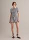 Blue and white striped stretch cotton crochet shorts, regular fit_0