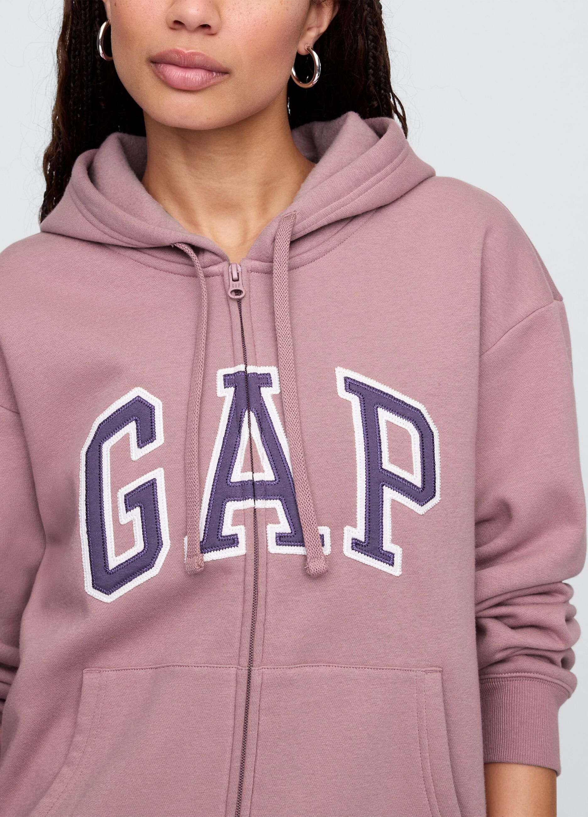 Felpa rosa con cappuccio e zip