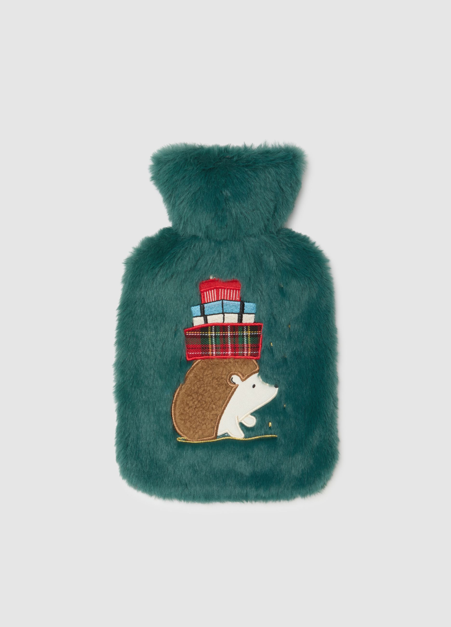 Christmas green hot water bottle with cover