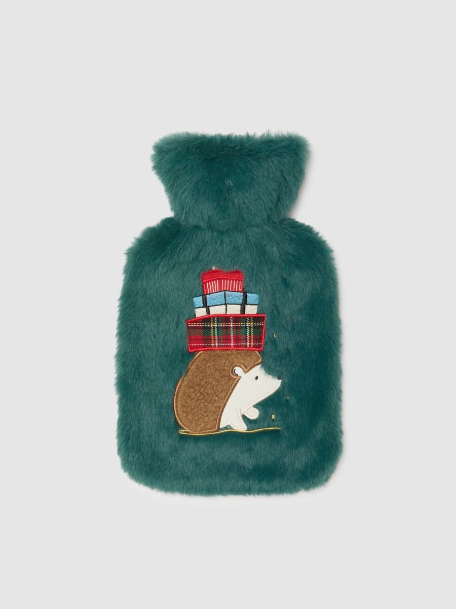 Christmas green hot water bottle with cover_0