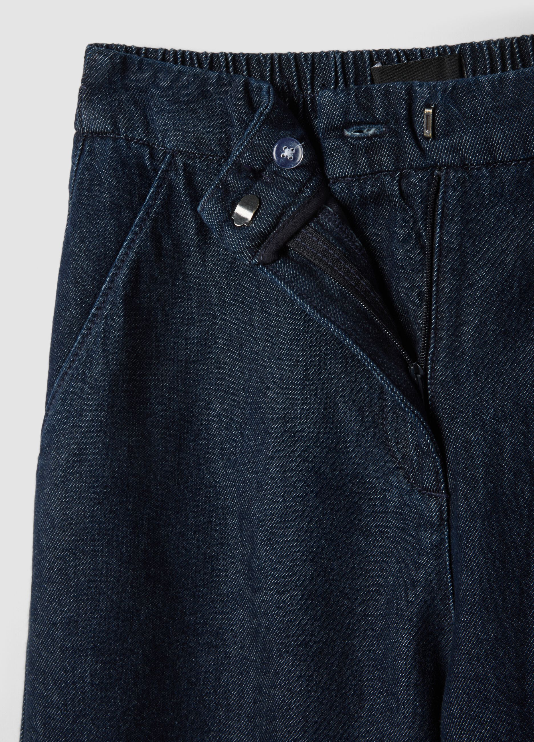 Blue denim jogger trousers in pure cotton, relaxed fit