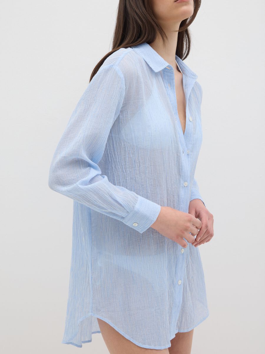 Women's Oversized Light Blue Pure Cotton Shirt_2