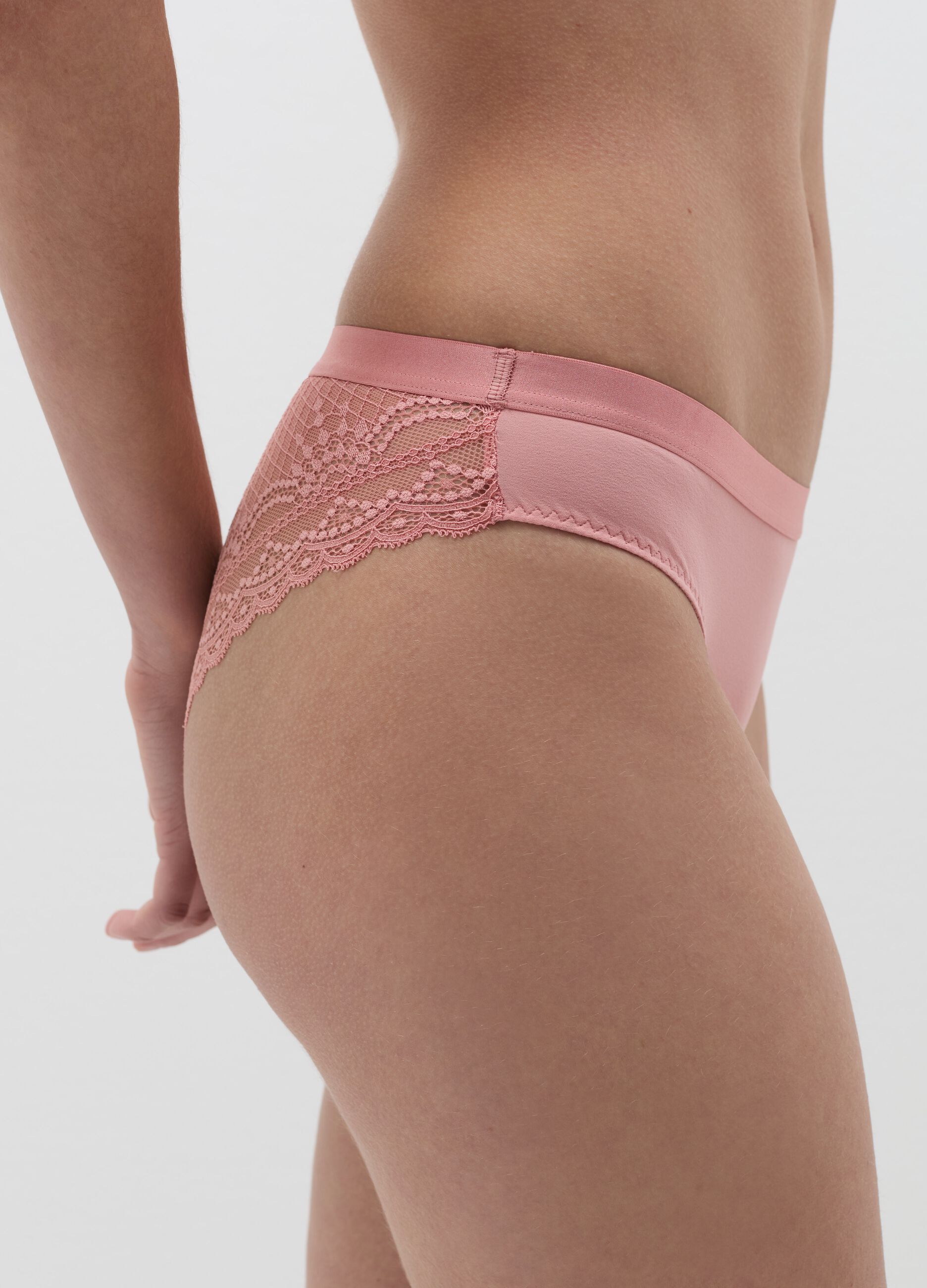 Microfibre Brazilian-cut briefs with lace back