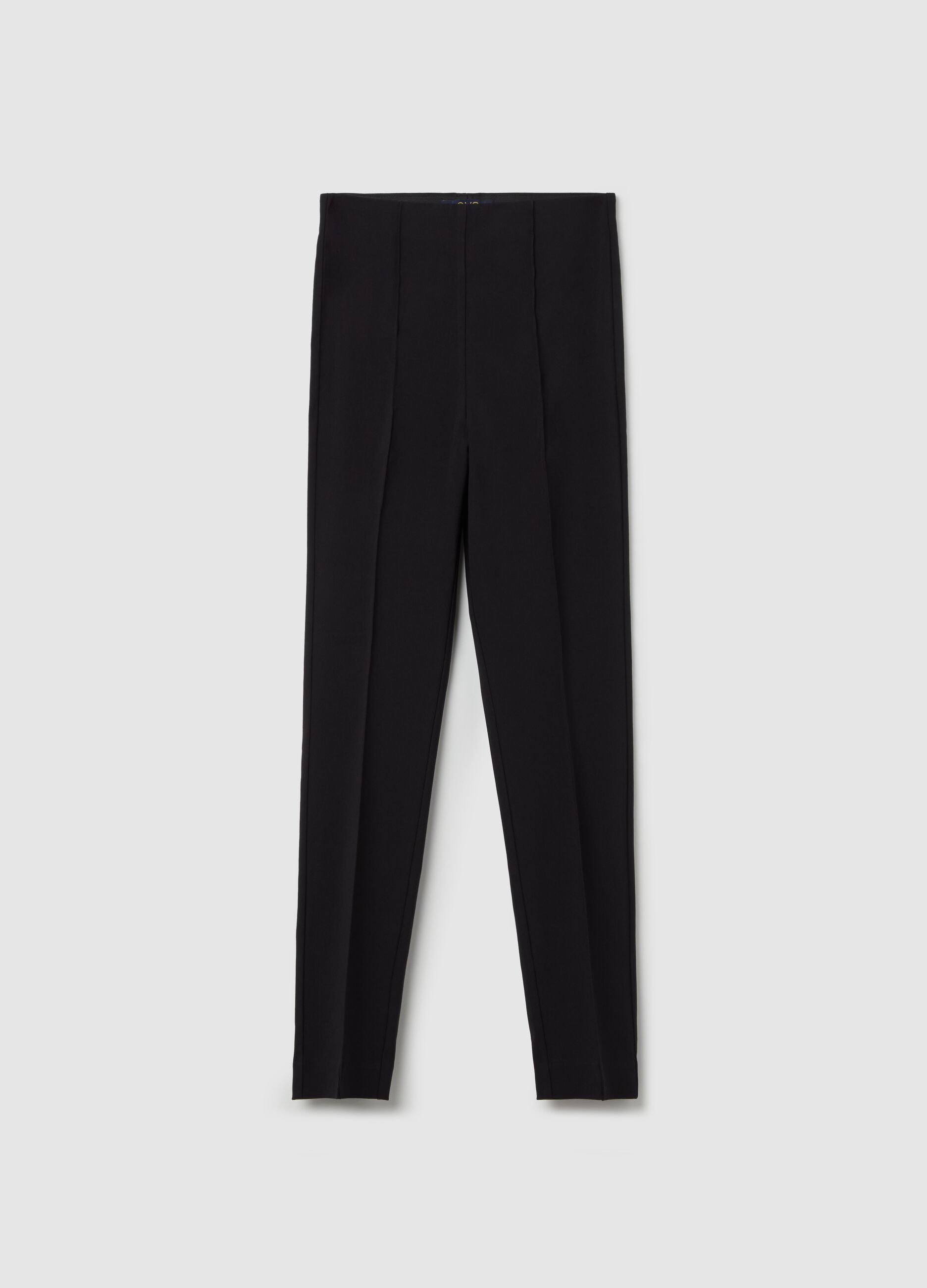 Cropped treggings with embossed seams