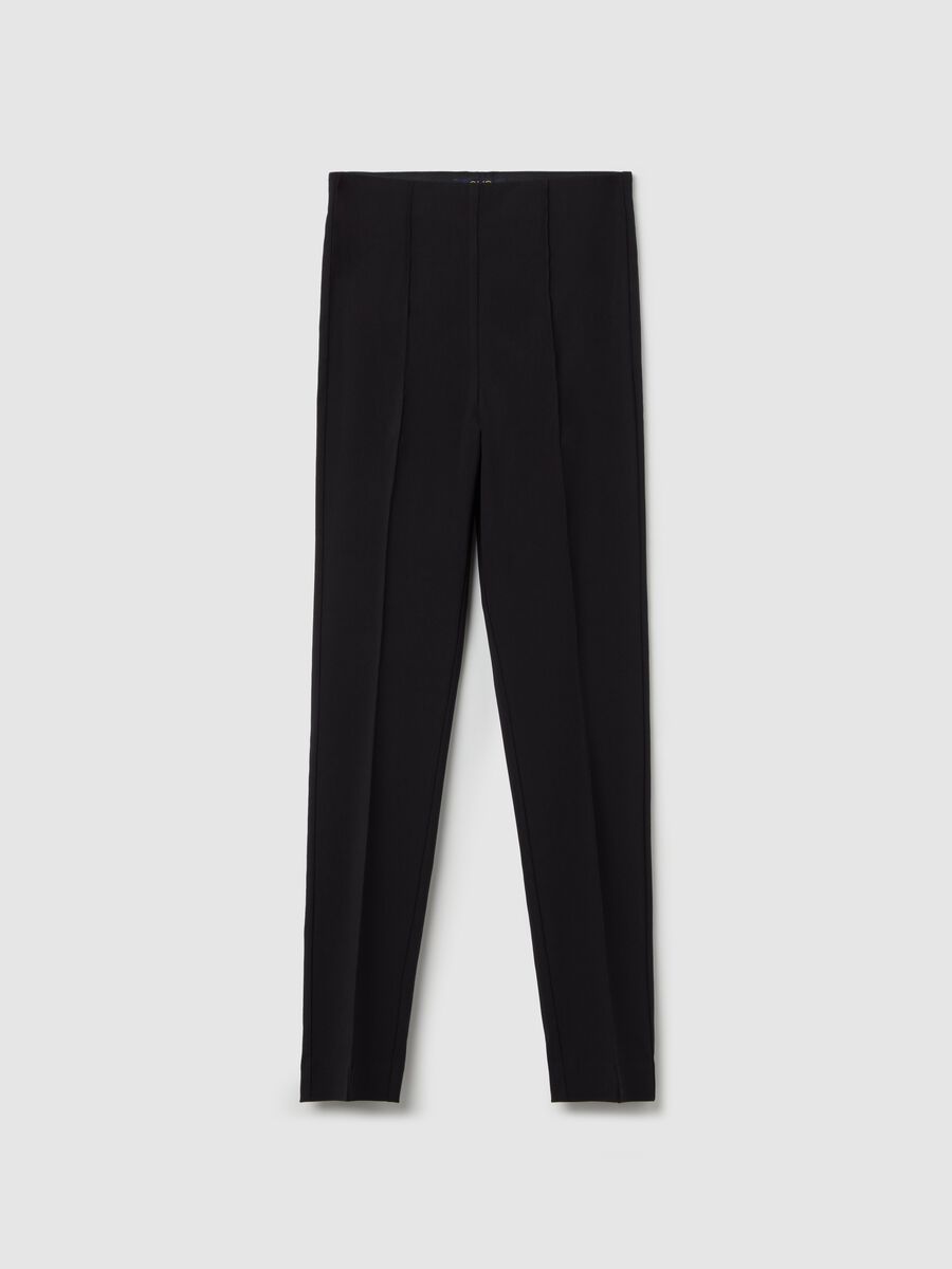 Cropped treggings with embossed seams_4