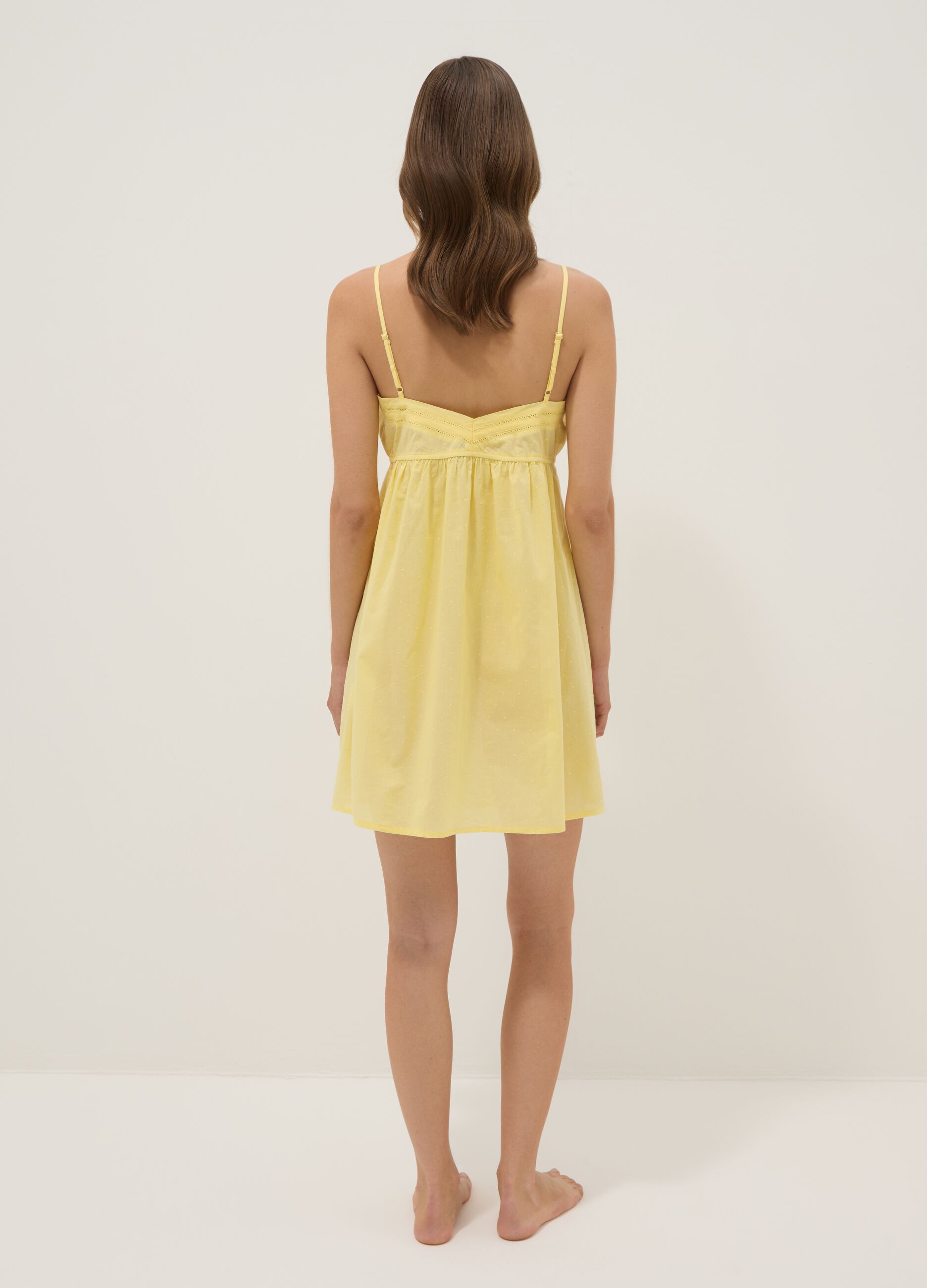 Yellow organic cotton nightdress with thin straps