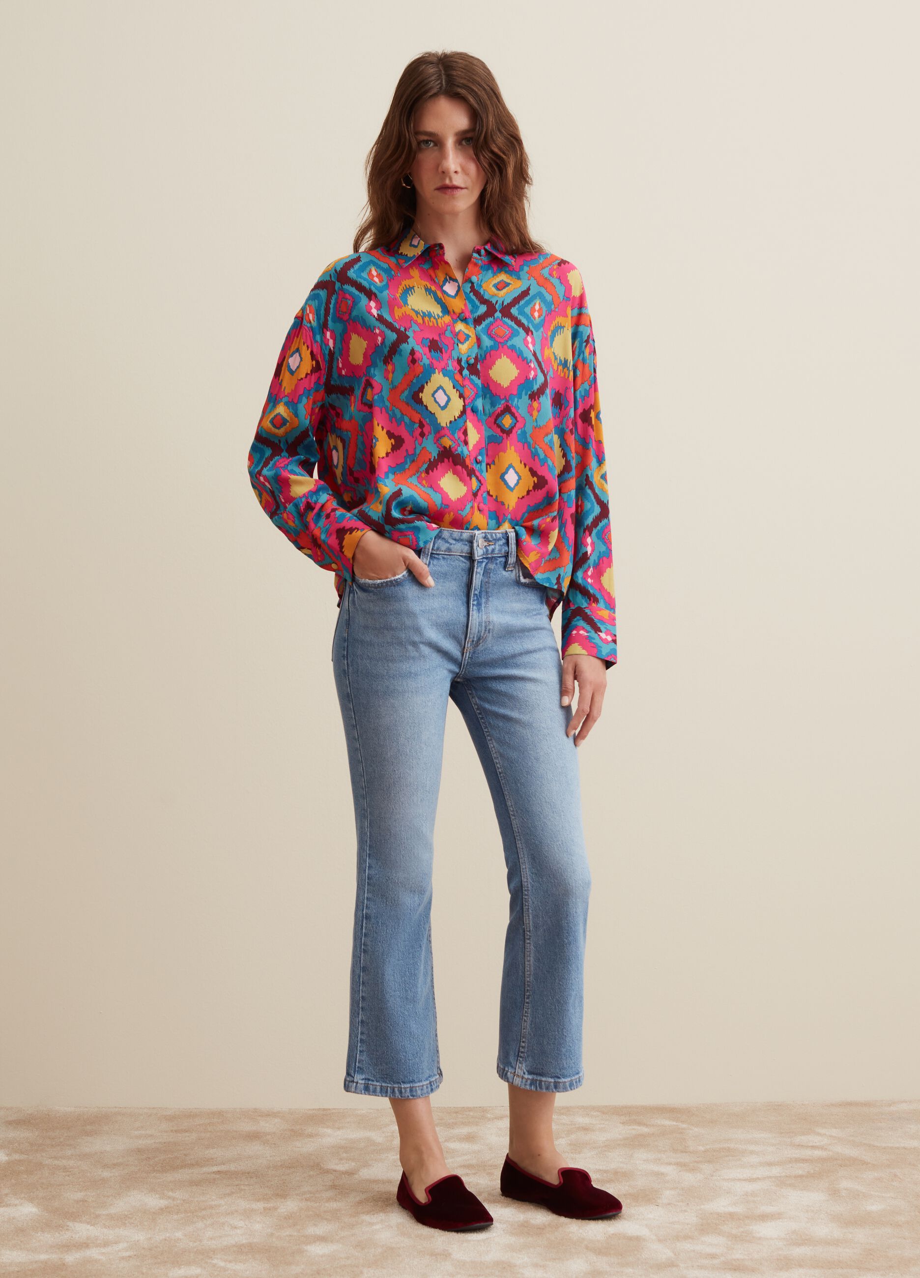 Jeans cropped flare fit