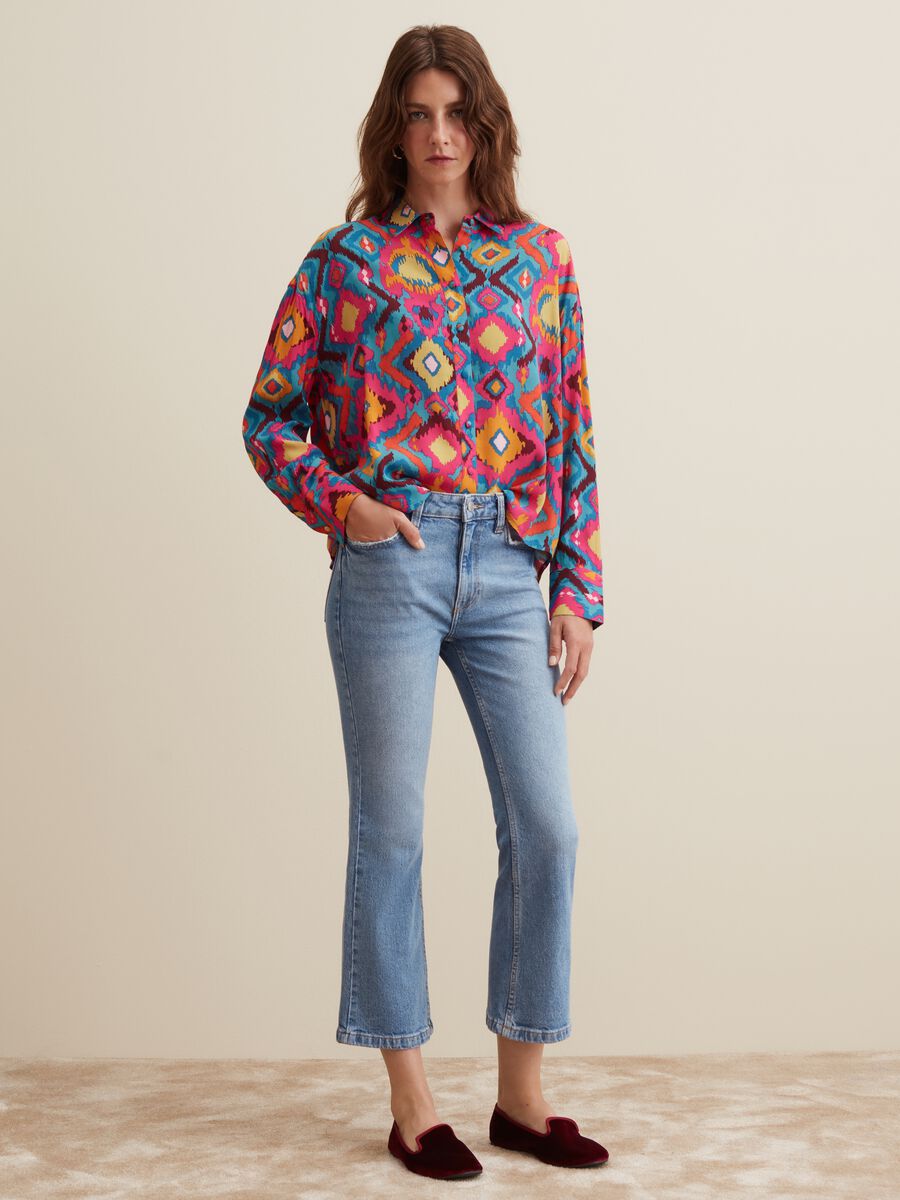 Jeans cropped flare fit_0